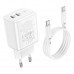 Адаптер мережевий BOROFONE Type-C to Type-C cable Reacher dual Port charger set BN9 |2Type-C, 35W/3A, PD/QC|