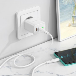 Адаптер мережевий BOROFONE Type-C to Type-C cable Reacher dual Port charger set BN9 |2Type-C, 35W/3A, PD/QC|