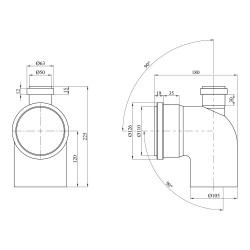 Коліно для внутрішньої каналізації Baux 110х90° з відведенням 50 мм вверх