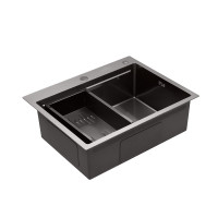 Кухонна мийка Kroner KRP Schwarze - 6350HM PVD (3.0/1.0 мм)