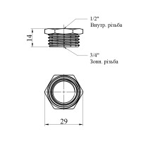 Футорка Karro 3/4"х1/2" ЗВ нікельована KR-3115 Футорка Karro 3/4"х1/2" ЗВ нікельована KR-3115