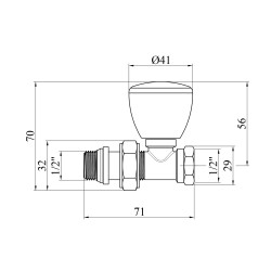 Кран радіаторний верхній прямий Karro "Super" 1/2" ВЗ нікельований KR-370