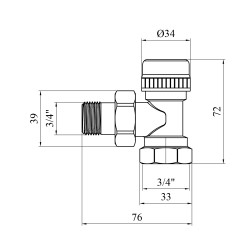 Кран термостатичний кутовий Karro 3/4" ВЗ нікельований KR-2021