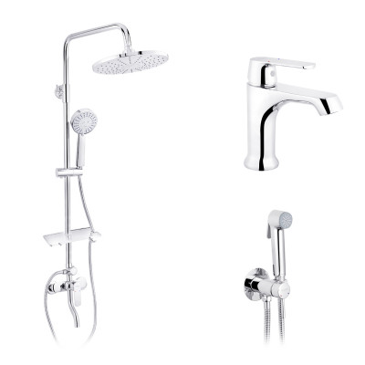 Набор 3 в 1 душова система Kroner Armada-C064K + змішувач Armada-C010 + змішувач Bidet-C082