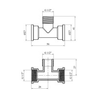 Трійник Karro 1/2" ВЗВ нікельований KR-3213