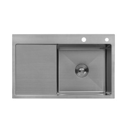 Комплект кухонна мийка Kroner Gebürstet-7849RHM + змішувач Edelstahl Klassisch-ESG03815BLK+ дозатор Spender-016