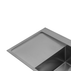 Комплект кухонна мийка Kroner Gebürstet-7849RHM + змішувач Edelstahl Klassisch-ESG03815BLK+ дозатор Spender-016