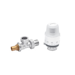 Кран термостатичний кутовий з термоголовкою Karro RTL 1/2" ВЗ нікельований KR-2003+2152