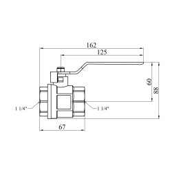 Кран кульовий Valves 1 1/4" ВВ PN30 синя ручка Кран кульовий Valves 1 1/4" ВВ PN30 синя ручка