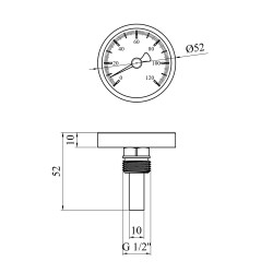 Термометр Karro 1/2" 50 мм 120°С KR-1039