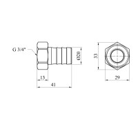 Штуцер Karro 3/4" РВ, D=20 мм нікельований KR-820