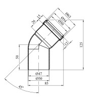 Коліно для внутрішньої каналізації Baux 50х45°