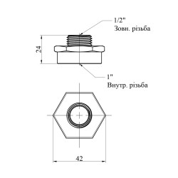 Перехідник Karro 1"х1/2" ВЗ нікельований KR-3117 Перехідник Karro 1"х1/2" ВЗ нікельований KR-3117