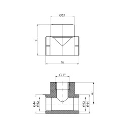 Трійник PPR Baux 32х1" РВ