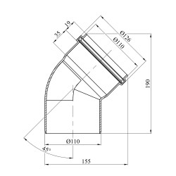 Коліно для внутрішньої каналізації Baux 110х45°