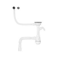 Сифон для кухонної мийки Kroner KRP KS02R-1BLK 3 1/2"х40/50 мм з відводом для пральної машини, з круглим переливом