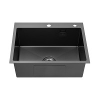 Кухонна мийка Kroner KRP Schwarze - 6050HM PVD (3.0/1.0 мм)