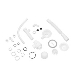 Сифон для кухонної мийки Kroner KRP KS02R-1WHI 3 1/2"х40/50 мм з відводом для пральної машини, з круглим переливом