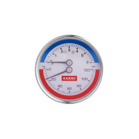 Термоманометр Karro 1/2"х1/4" горизонтальний 63 мм KR-1086В