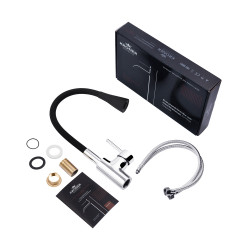 Комплект кухонна мийка Kroner Gebürstet-6050HM + змішувач Küche-C031BLK + дозатор Spender-016