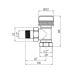 Кран термостатичний кутовий Karro 1/2" ВЗ нікельований KR-2015