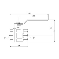 Кран кульовий Karro "Standart" 2" ВВ PN30 ручка, нікельований