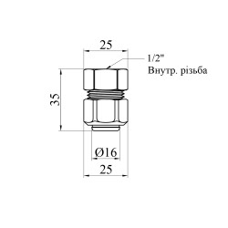 Муфта металопластикова Karro 16х1/2" РВ нікельована KR-0520 Муфта металопластикова Karro 16х1/2" РВ нікельована KR-0520