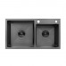 Комплект кухонна мийка Kroner Schwarze-7843ZHM PVD + змішувач Edelstahl Klassisch-PVD03817BLK + дозатор Spender-026