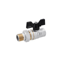 Кран-американка кульовий прямий Karro "Premium" 1/2" ВЗ PN40 метелик, нікельований