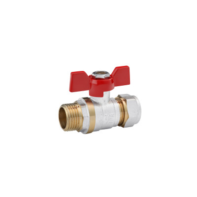 Кран кульовий металопластиковий Karro 16х1/2" РЗ метелик, нікельований Кран кульовий металопластиковий Karro 16х1/2" РЗ метелик, нікельований