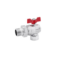 Кран-американка кульовий кутовий Karro "Standart+" 1/2" ВЗ PN40 метелик, нікельований