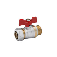 Кран кульовий металопластиковий Karro 20х3/4" РЗ метелик, нікельований Кран кульовий металопластиковий Karro 20х3/4" РЗ метелик, нікельований