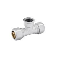 Трійник металопластиковий Karro 20х1/2"х20 РВ нікельований KR-0721 Трійник металопластиковий Karro 20х1/2"х20 РВ нікельований KR-0721