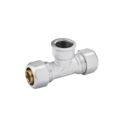 Трійник металопластиковий Karro 20х1/2"х20 РВ нікельований KR-0721