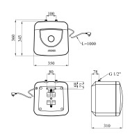 Водонагрівач Kroner Small K15SU1.5 з мокрим ТЕНом