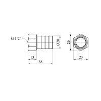 Штуцер Karro 1/2" РВ, D=20 мм нікельований KR-820