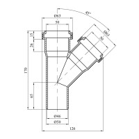 Трійник для внутрішньої каналізації Baux 50х50/45° Трійник для внутрішньої каналізації Baux 50х50/45°