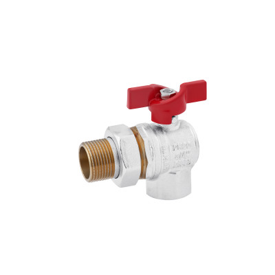 Кран-американка кульовий кутовий Karro "Standart+" 3/4" ВЗ PN40 метелик, нікельований