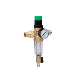 Фільтр самоочисний з редуктором тиску Karro 3/4" ЗЗ прозорий, латунний KR-8800 Фільтр самоочисний з редуктором тиску Karro 3/4" ЗЗ прозорий, латунний KR-8800