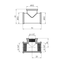 Трійник перехідний Karro 3/4"х1/2"х3/4" ВВВ нікельований KR-3213