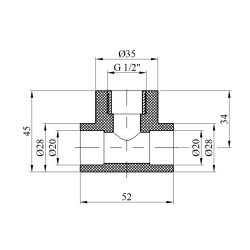 Трійник PPR Baux 20х1/2" РВ