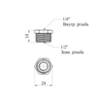 Футорка Karro 1/2"х1/4" ЗВ нікельована KR-3115 Футорка Karro 1/2"х1/4" ЗВ нікельована KR-3115