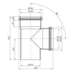 Трійник для внутрішньої каналізації Baux 110х110/90° Трійник для внутрішньої каналізації Baux 110х110/90°