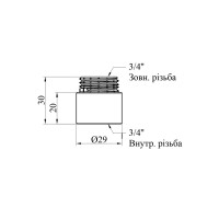 Подовжувач Karro 3/4" ВЗ, L=20 мм хромований KR-3209