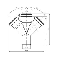 Хрестовина для внутрішньої каналізації Baux 50х50х50/45°
