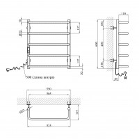 Сушарка для рушників електрична Kroner KRP Stil EL600x500-5 Сушарка для рушників електрична Kroner KRP Stil EL600x500-5
