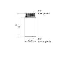 Подовжувач Karro 3/4" РЗ, L=50 мм хромований KR-3209