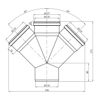 Хрестовина для внутрішньої каналізації Baux 110х110х110/45°
