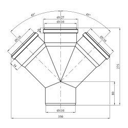 Хрестовина для внутрішньої каналізації Baux 110х110х110/45° Хрестовина для внутрішньої каналізації Baux 110х110х110/45°