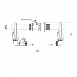 Байпас короткий в зборі STA (DN) 40 з напівпрохідним краном